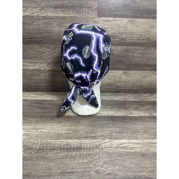 VTG Harley Davidson Biker Hat Cap Purple Lightning Thunder OS 90s RARE - Picture 10 of 12